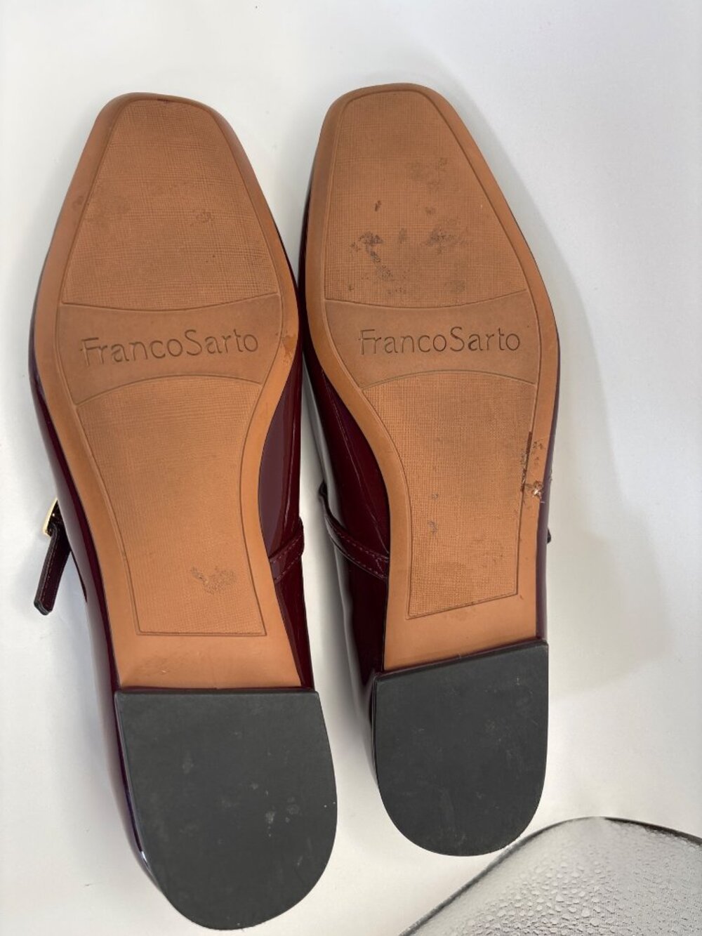 Franco Sarto Valie Mary Jane Flat Square Toe Shoe Patent Burgundy Size 8 - Picture 6 of 7